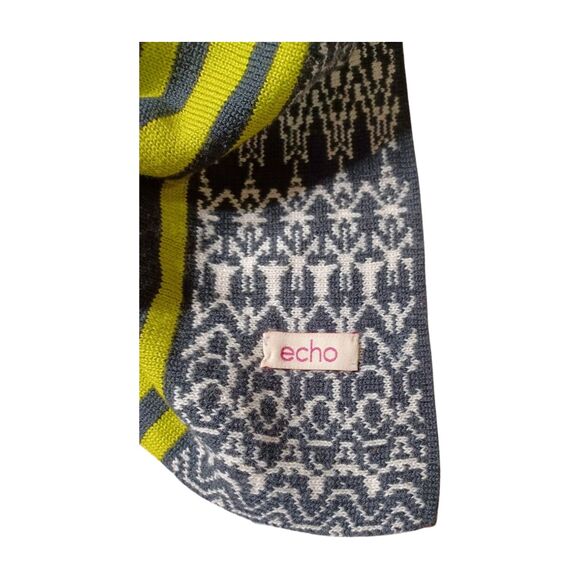 ECHO Matching Knit Scarf and Gloves Set - Yellow Green Black - Scarf = 72" x 8" - Picture 5 of 8